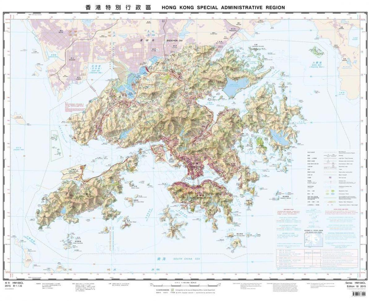 топографическая քարտեզ Հոնկոնգի
