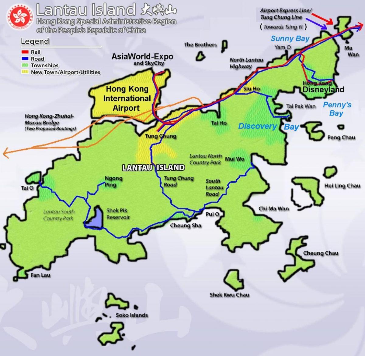 Կղզի hong Kong տուրիստական քարտեզ