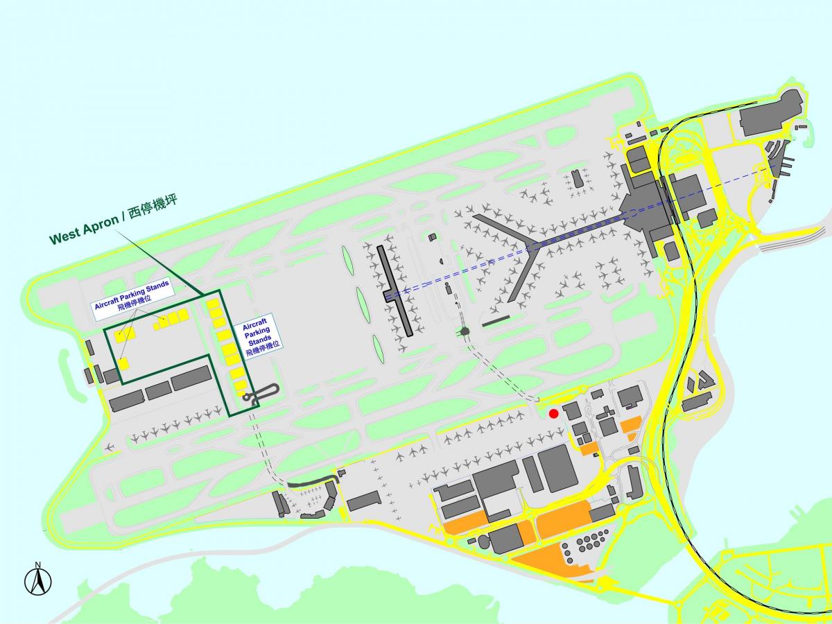 Hong kong Միջազգային օդանավակայանը Հոնկոնգի քարտեզի վրա