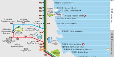 Hong kong Դին Դին տրամվայ քարտեզի վրա