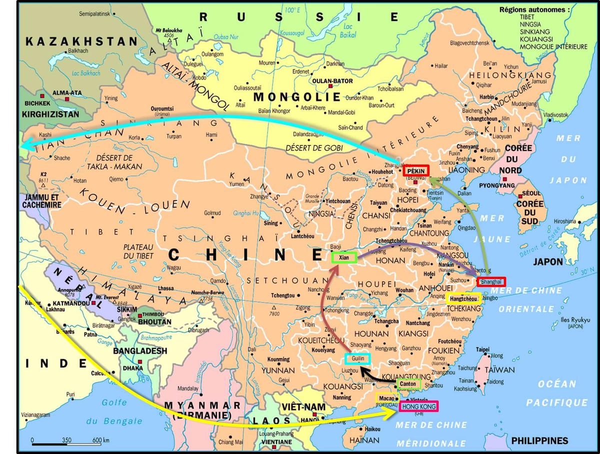 Շանհայից hong Kong քարտեզի վրա