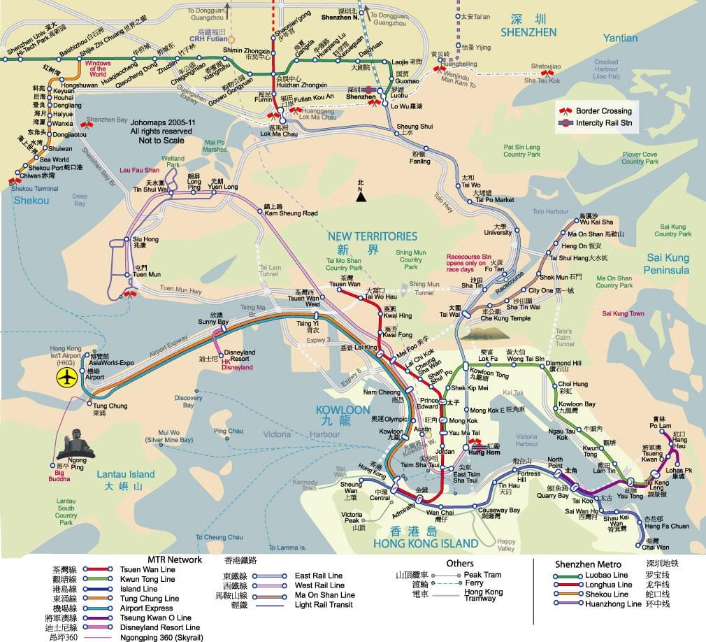 քարտեզ Հոնկոնգի տրանզիտ