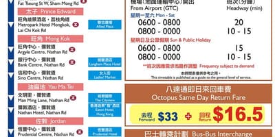 Hong kong А21 քարտեզ ավտոբուսային երթուղիների
