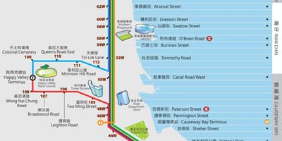 Hong kong Դին Դին տրամվայ քարտեզի վրա